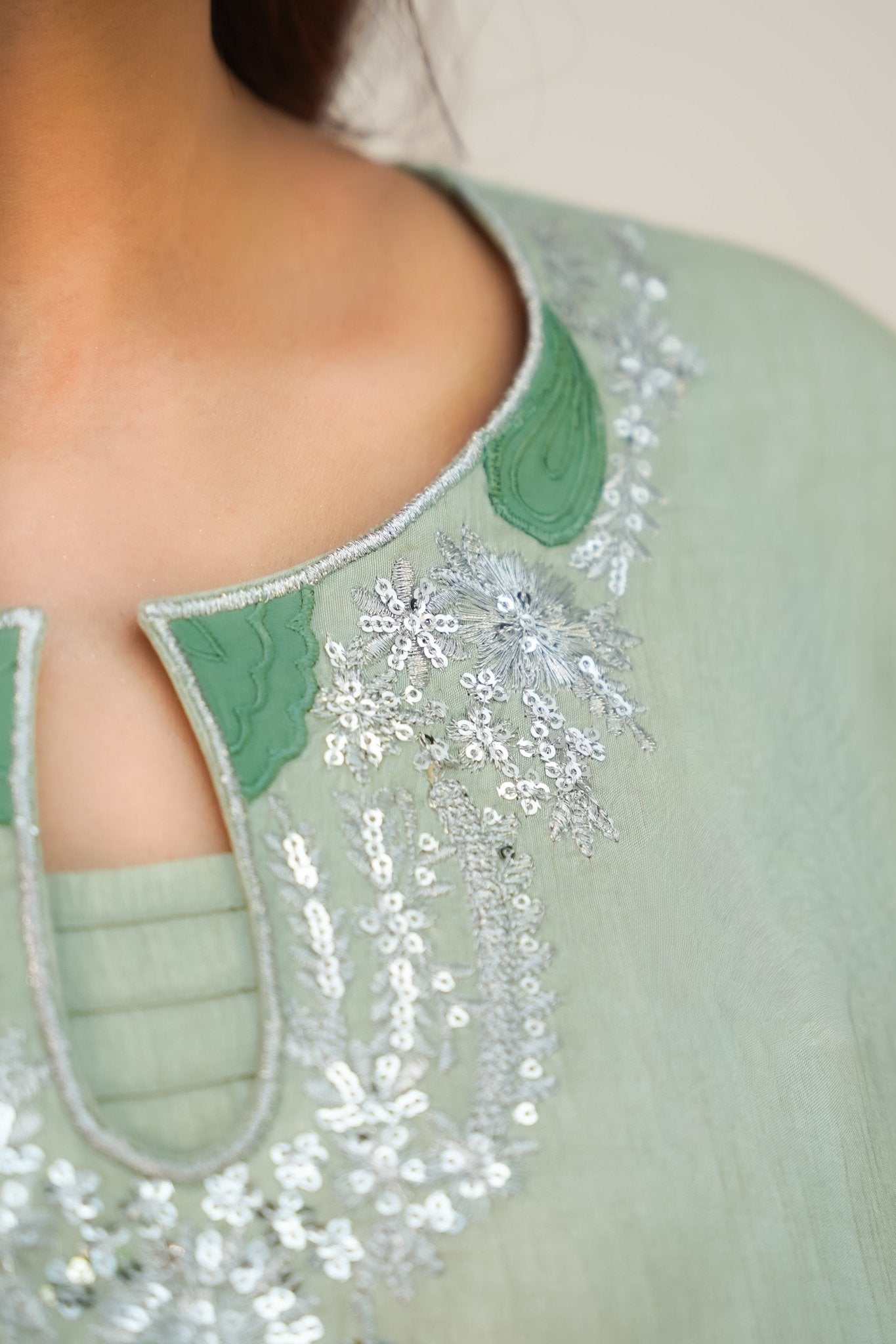 Zumurrud — Emerald Ombré Silk 3 Piece Suit - ZaynahQalb